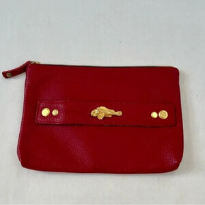 Poise High End European Designer Red Leather Purse Bag Clutch NWOT
